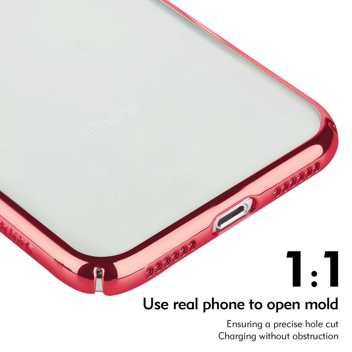iPhone X Protective Case, Benks PC Clear 1mm Ultra Thin Case Cover Shockproof Transparent Back for iPhone X-5.8 inch (Red)
