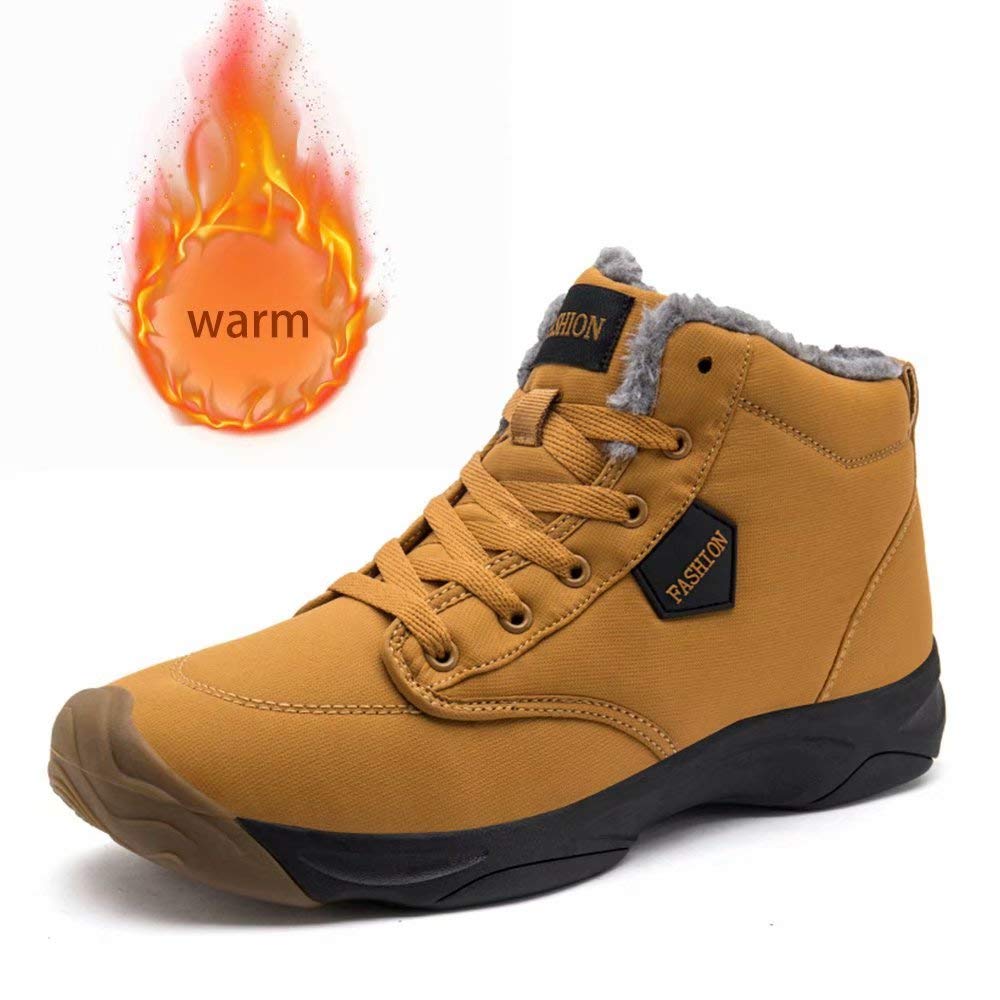 KARKEIN Men\'s Snow Boots Waterproof Fur Lined Warm Booties Non-Slip Winter Shoes Outdoor Slip On Booties