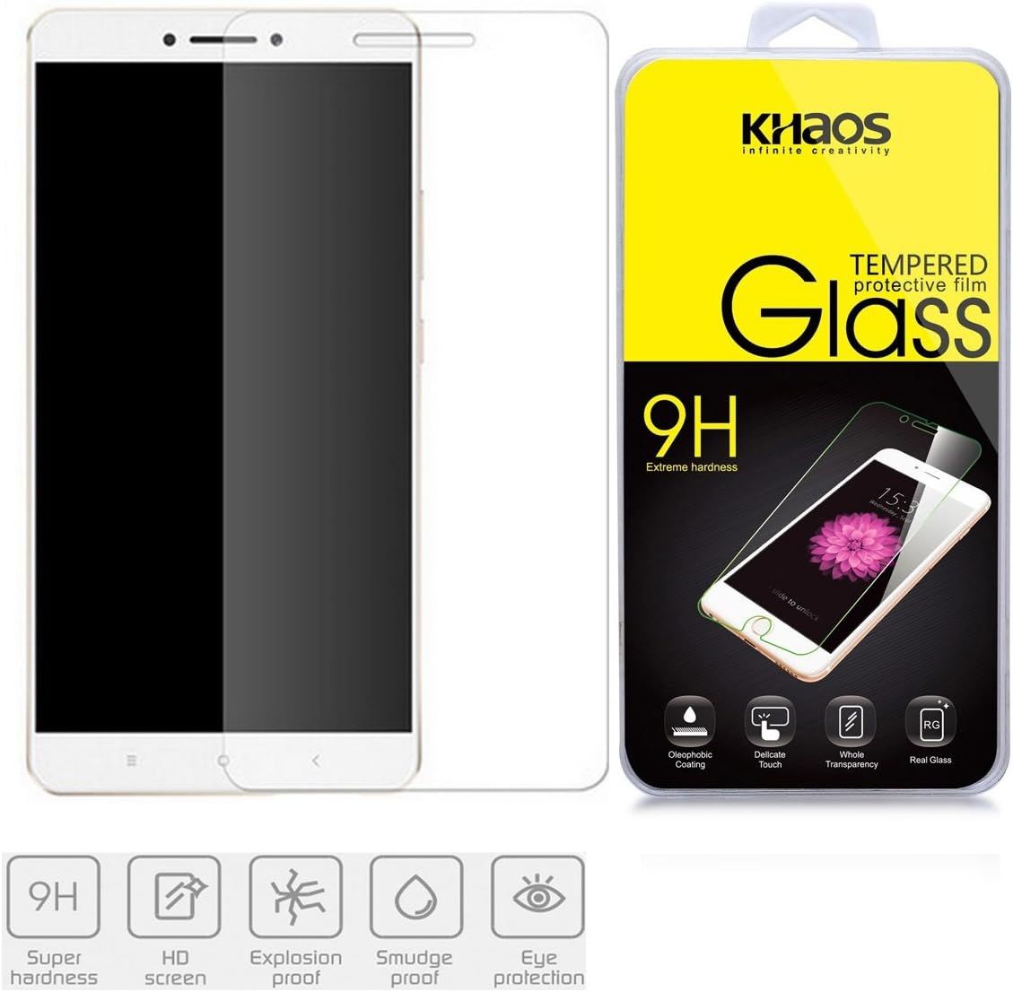 Xiaomi Max / Xiaomi Mi Max Screen Protector, KHAOS [Tempered Glass] 0.3mm Ballistic Glass Xiaomi Max Glass Screen Protector Work For Xiaomi Max