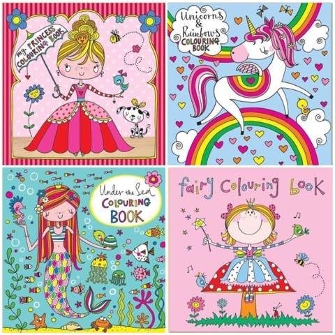 Rachel Ellen Designs Set of 4 Colouring Books for Girls Princess, Unicorn, Under the Sea & Fairy