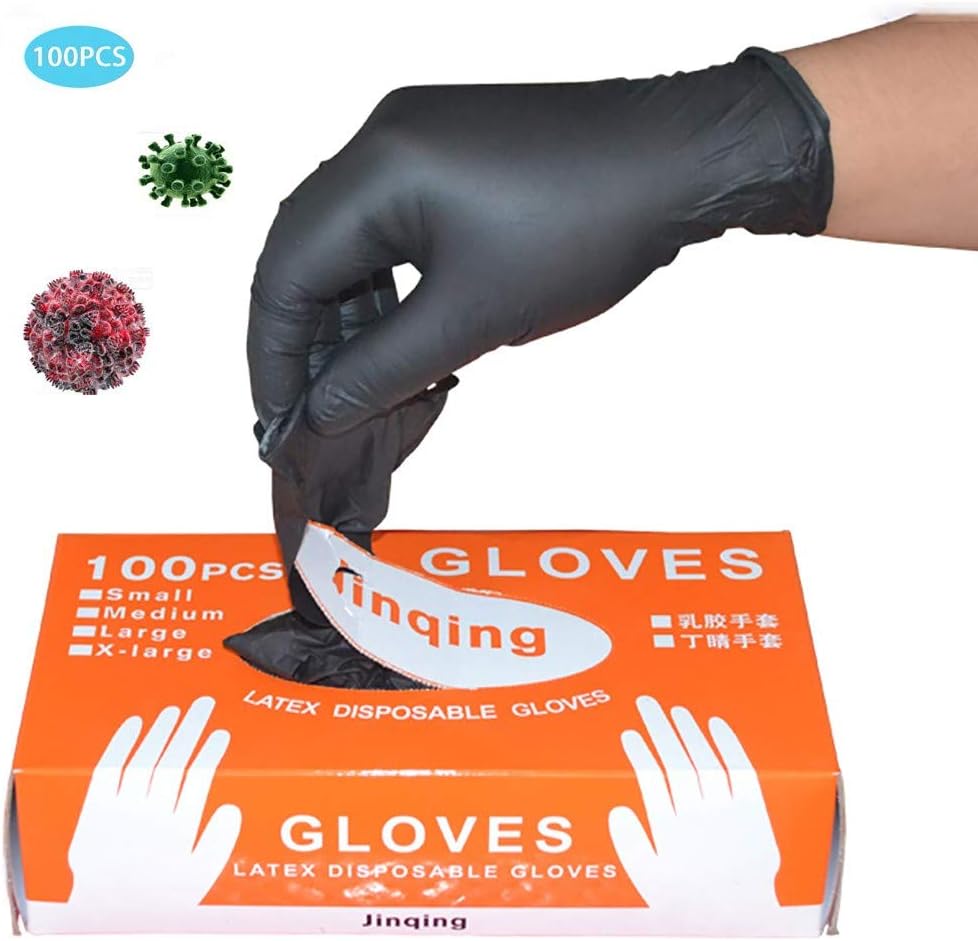 skbxyj Multifunction Disposable Gloves, Ding Qing Latex Thick Powder Kitchen Glove Free Strong Stretchy Gloves Cleaning Gloves for Home Food Medical Laboratory Use100Pcs(S,M,L,XL)