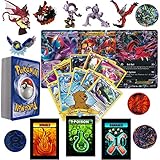 50 Assorted Pokemon Card Pack Lot - Zero- Duplication Featuring A Random Pokemon Figure, 1 Coin, 1 Random Ultra Rare, Foils, Rares. Includes 1 Custom Golden Groundhog Box.