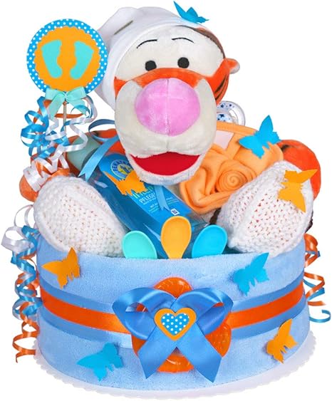 Pañales para tartas/PAMPERS Tarta \u003e Baby regalo para joven en un bonito tono de 2 colores (turquesa/naranja)//regalo para nacimiento, bautismo, Baby Party//Original y práctico regalo para bebés: Amazon.es: Bebé