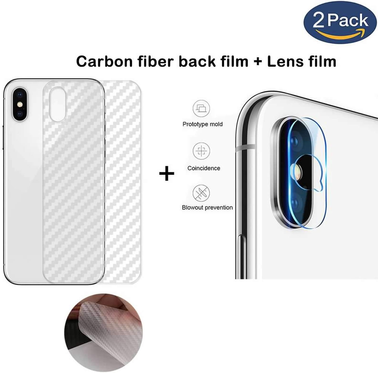 superior ZRL® 2.5D [2Pcs Rear Tempered Glass Camera Lens Protector Film+2Pcs Carbon fiber back film] For iPhone 7/7 Plus/8 Plus/iPhone X/iPhone Xs/Xs Max/XR/iPhone 11/iPhone 11 Pro/iPhone 11 Pro Max