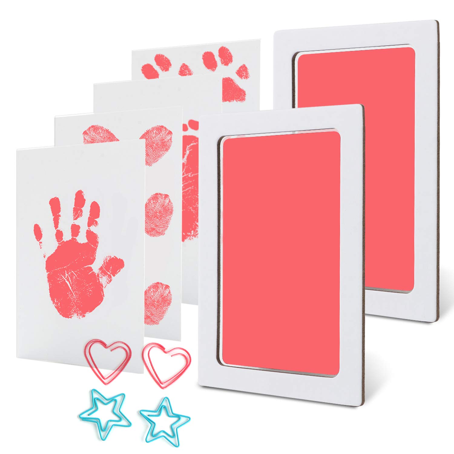 Baby Inkless Footprint Kit Handprint Pet Paw Print Kit Ink Pads 2 Packs Non-Toxic Safe and Clean-Touch for Family Keepsake Baby Shower Gift and Registry