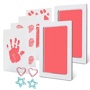 Baby Inkless Footprint Kit Handprint Pet Paw Print Kit Ink Pads 2 Packs Non-Toxic Safe and Clean-Touch for Family Keepsake Baby Shower Gift and Registry