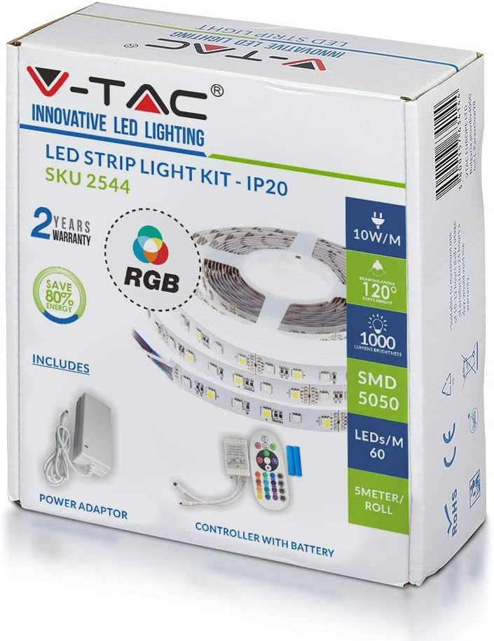 VT-5050 60 LED Strip Light COLORCODE:RGB Set IP20, White, BOX - Image 4