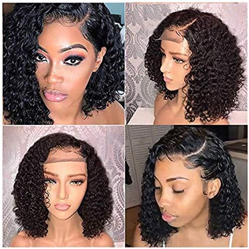 GFF Wig Blonde Ladies Wig - Europe and The United States 30cm Front Lace African Short Curly Hair - Safe Healthy, Suitable for Halloween-Party Or Daily Decoration 123 (Color : Black)