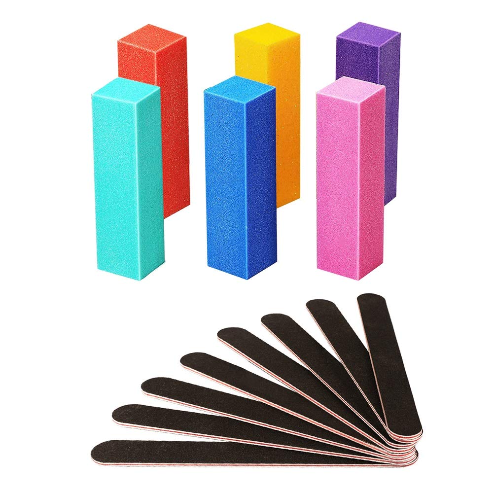 14Pcs Nail Files and Buffers Set Professional, Rough Emery Boards for Nails 100/180 Grit, Nail Buffer Block Kit for Natural Nails Last Long, Nail filer Buffing for Home Salon Use : Beauty