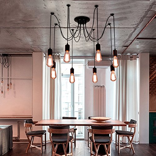 ZHMA Ceiling Spider Lamp Light Pendant Lighting, Antique Classic Adjustable DIY Lighting Chandelier Modern Chic Industrial Dining 8 Arms(each with 1.7m wire)