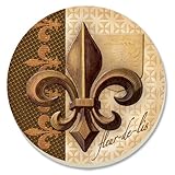Conimar 4-Inch Absorbent Stoneware Coasters, Bronze Fleur de Lis, Set of 4