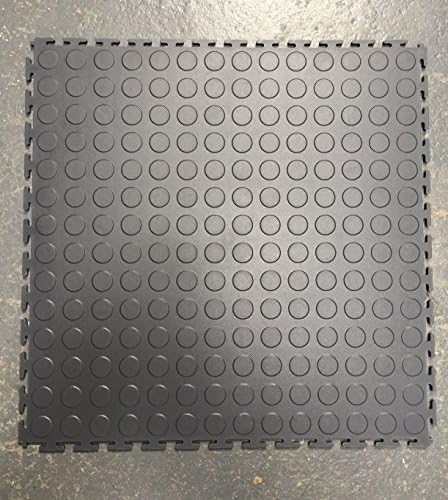Premium Hard Wearing PVC Garage Floor Tiles (NOT Foam Type) (10 Sq.Mtrs (Raised Disc Surface), Black)