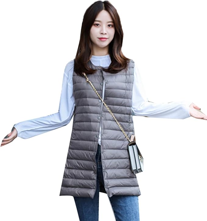 Amazon ダウンベスト レディース インナーダウン ロング丈 ラウンドネック ライトダウン おしゃれ 軽量 防風 保温 防寒 撥水 ダウンジャケット ダウンコート アウトドア カジュアル オフィス 日常 旅行 アウター 秋冬 ベスト 通販