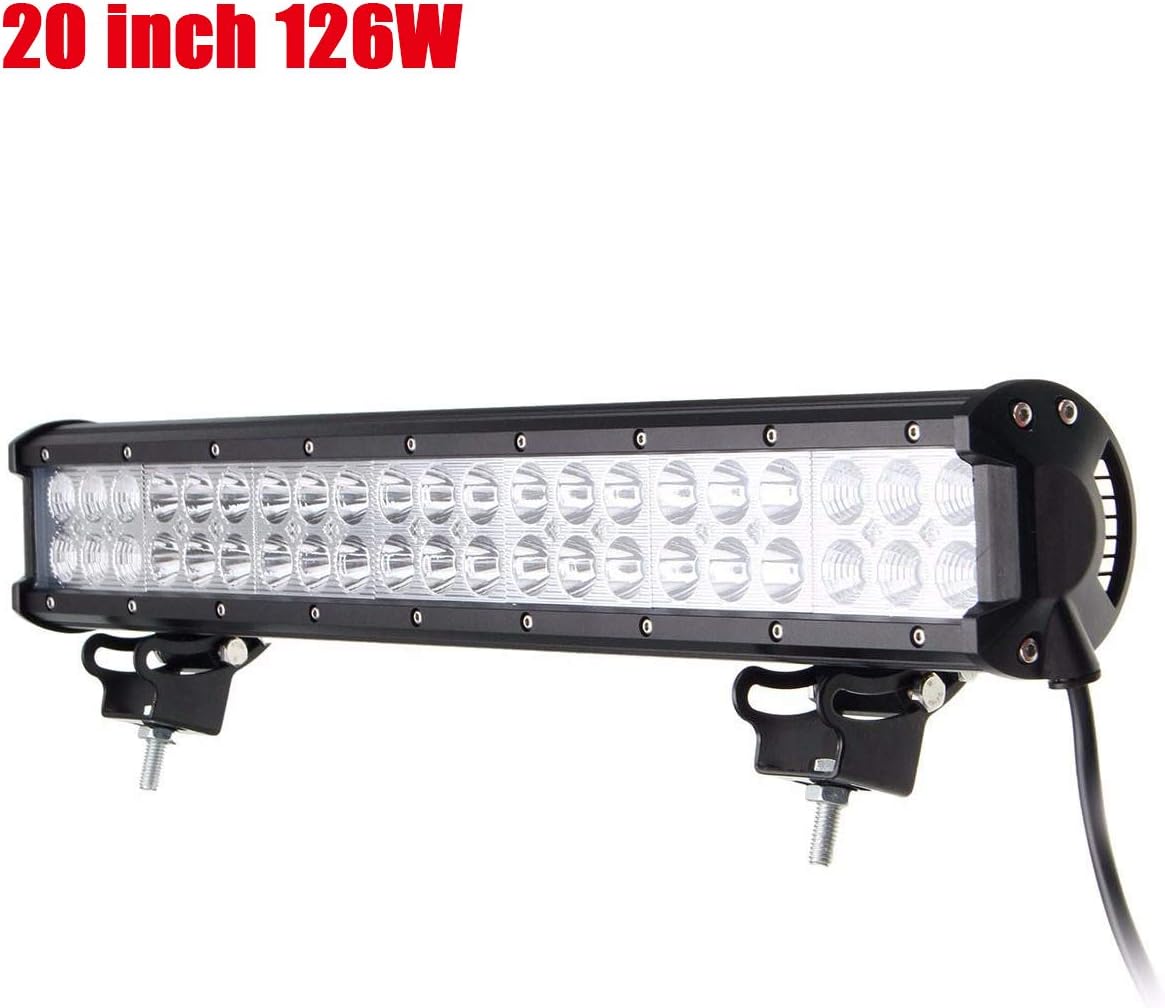 Willpower 20 Inch 126W Off Road LED Light Bar Spot Flood Combo Beam Double Row Led Work Light Driving Fog Lamp with Mounting Bracket for ATV, Truck, 4WD, Boat