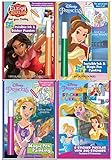 DISNEY'S Princess Invisible Ink Magic Pen Painting Book, Set for Girls with ZIPPER BAG. Includes 3 Coloring books: Elena Avalor, Tangled, Belle from Beauty and the Beast and 1 Princess Sticker Puzzle