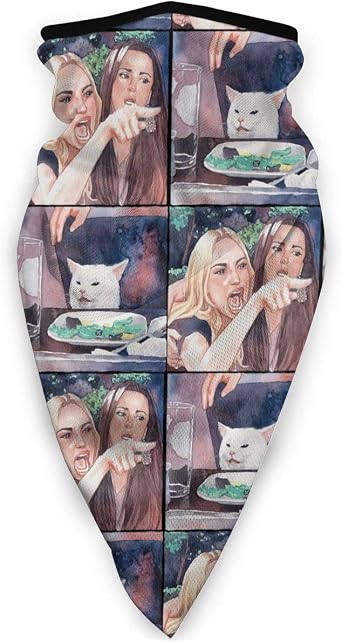 Woman Yelling at Cat Meme Windproof Sports Mask Shield Scarf Bandana