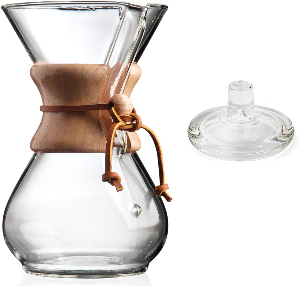 Bundle Chemex 6Cup Classic Series Glass Coffee Maker with Chemex Glass Coffeemaker Lid