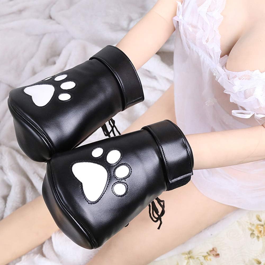 Ocamo PU Leather Puppy Play Soft Padded Pup Puppy Mitts BDSM Bondage