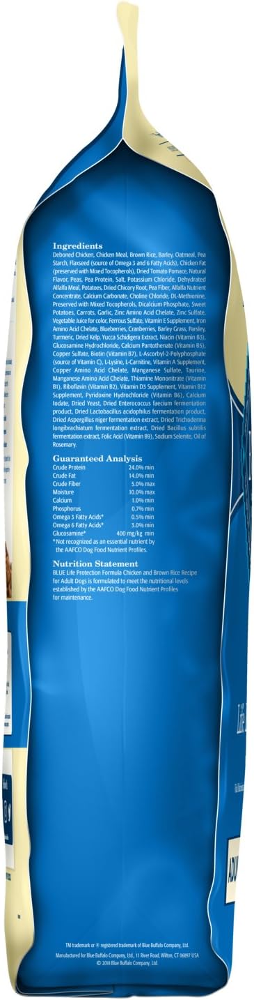 Blue Buffalo Life Protection Formula Adult Dog Food – Natural Dry Dog Food for Adult Dogs – Chicken and Brown Rice – 30 lb. Bag: Pet Supplies