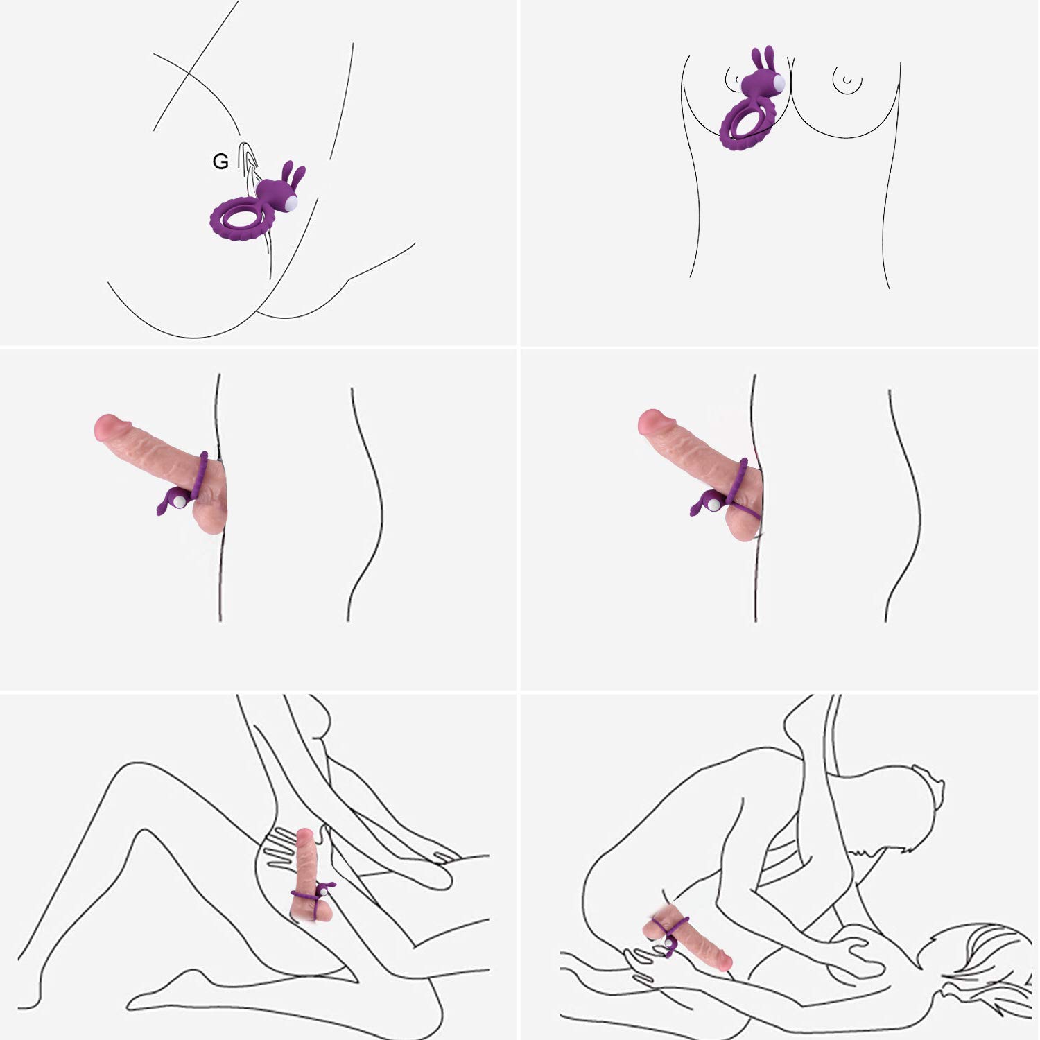 Vibrating Penis Ring, l\'aise vie Silicone Soft Stretchy Cock Rings for Men Waterproof Ring Toys for Males and Couples for Longer Lasting Erections Triple Wearing Ways with 2 LR41 Batteries(Rabbitlady)