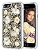 Coolden Case for iPhone 8 Plus Case iPhone 7 Plus Glitter Case with Dried Flower Cute Girly Durable Shockproof 2 Layers Solid PC TPU Cover Case for iPhone 6 Plus 6s Plus 7 Plus 8 Plus, Gold Flower