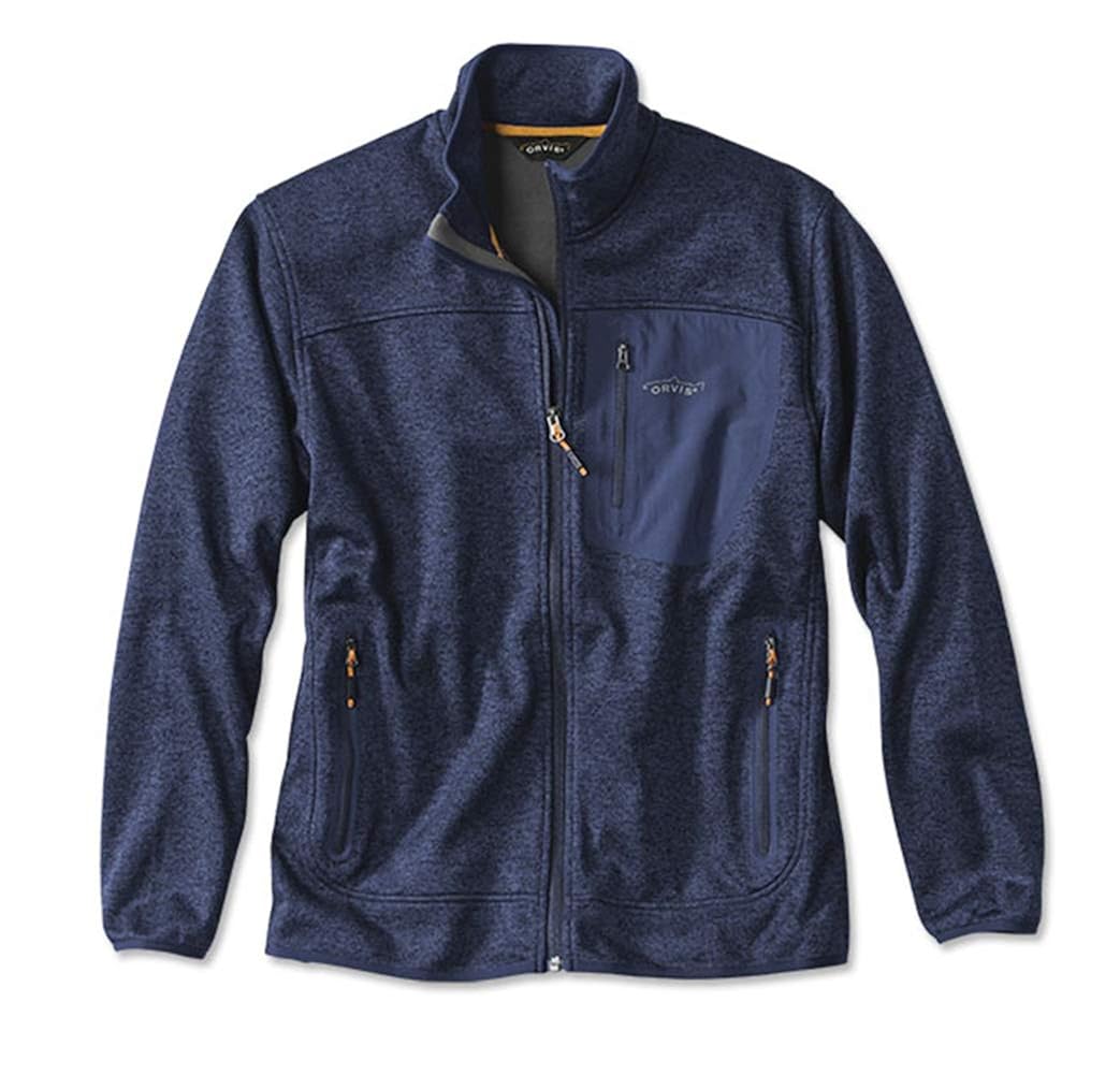 Buy Orvis Men's Windproof Sweater Fleece Jacket, Navy/Charcoal, Large