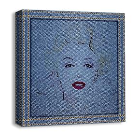 Canvas Wall Art Beautiful Jeans Fabric Feature Painting Artwork for Home Prints Framed - 12x12 inches