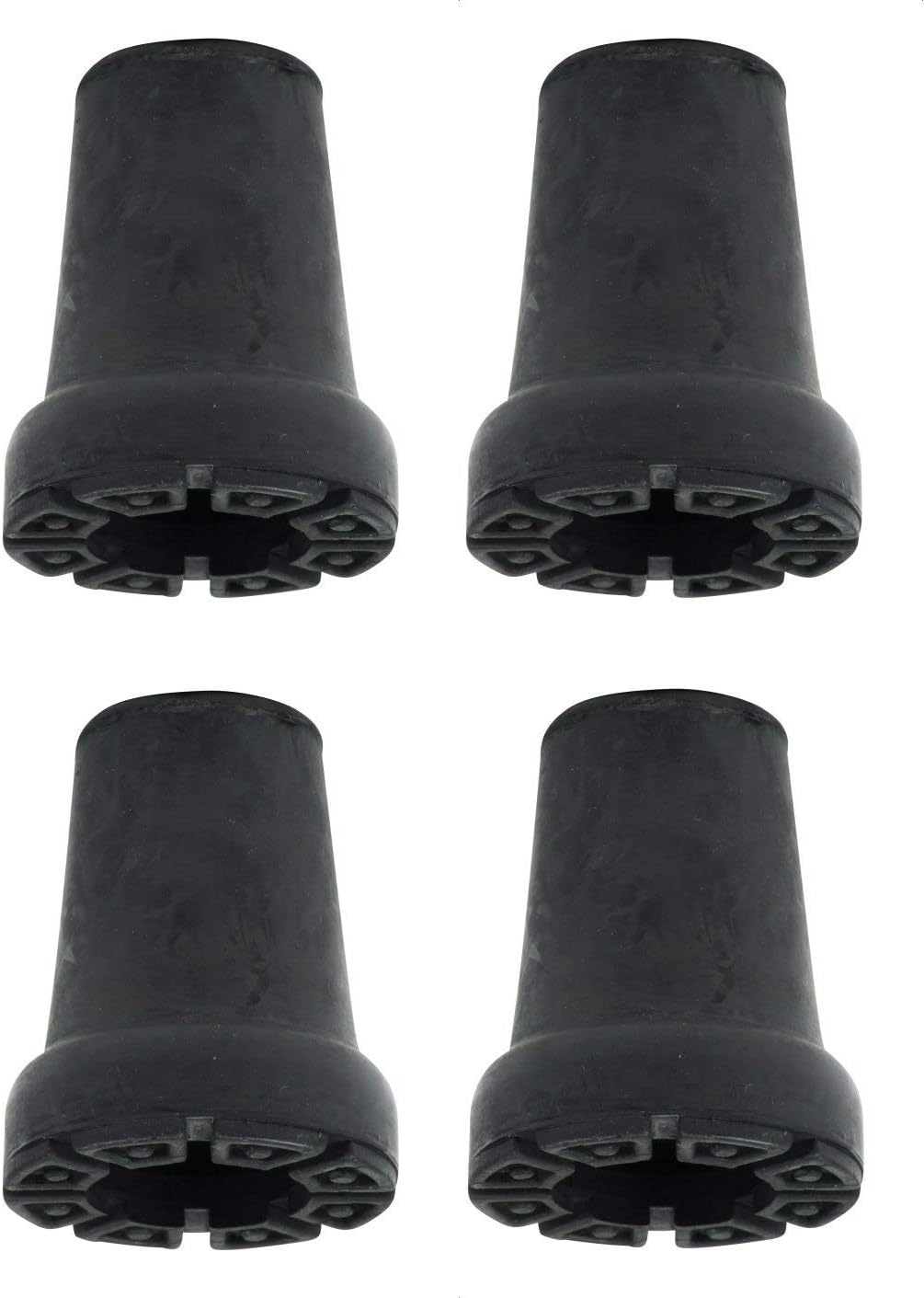 Pack of Four Shock Absorbing 19mm Rubber Ferrules for Walking Sticks by Lifeswonderful®, Black