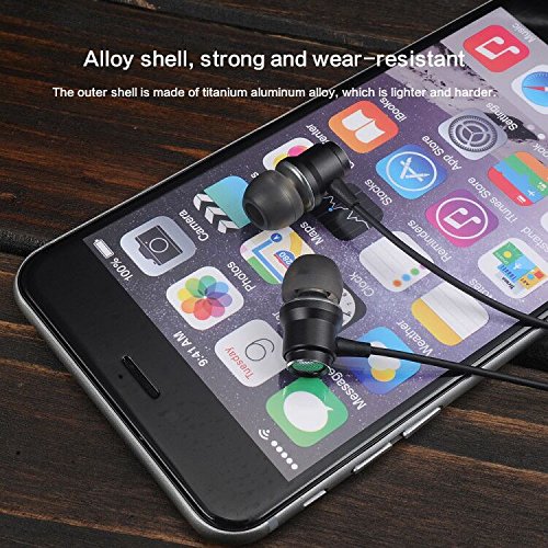 Inphic IN6 In-ear Headphones Earphones Noise Isolating Heavy Deep Bass Earbuds with Microphone for iPhone, iPad, iPod, MP3 Player, Samsung Galaxy Smartphone PC Laptop and more, Classic Black