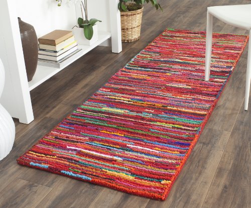 Safavieh Nantucket Collection NAN142A Handmade Abstract Pink and Multi Cotton Runner Rug (2'3" x 7')