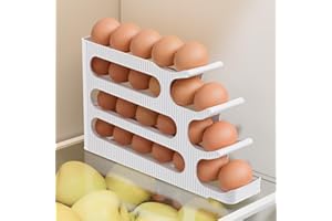 SPERINGEEN Egg Holder for Fridge, Auto Rolling Egg Dispenser/Organizer/Storage/Container for Refrigerator, Countertop, Kitchen, Space-saving Egg Tray, 4 Tiers, 1 Pack