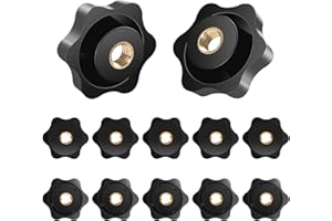 RIMOEV 12 Pcs Threaded Knobs Star Knobs, Corrosion Protection Female Knob, Screws Thru Threaded Knob Nuts Knob, Black Nylon Screw-On Type Thru Threaded (M8)