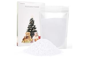 YIAXOYIA 100g Flocking Powder, Velvet Fibers for Christmas Tree Crafts/Taba Squishy/Nails Art/Doll Decorations/DIY Scenery (White)