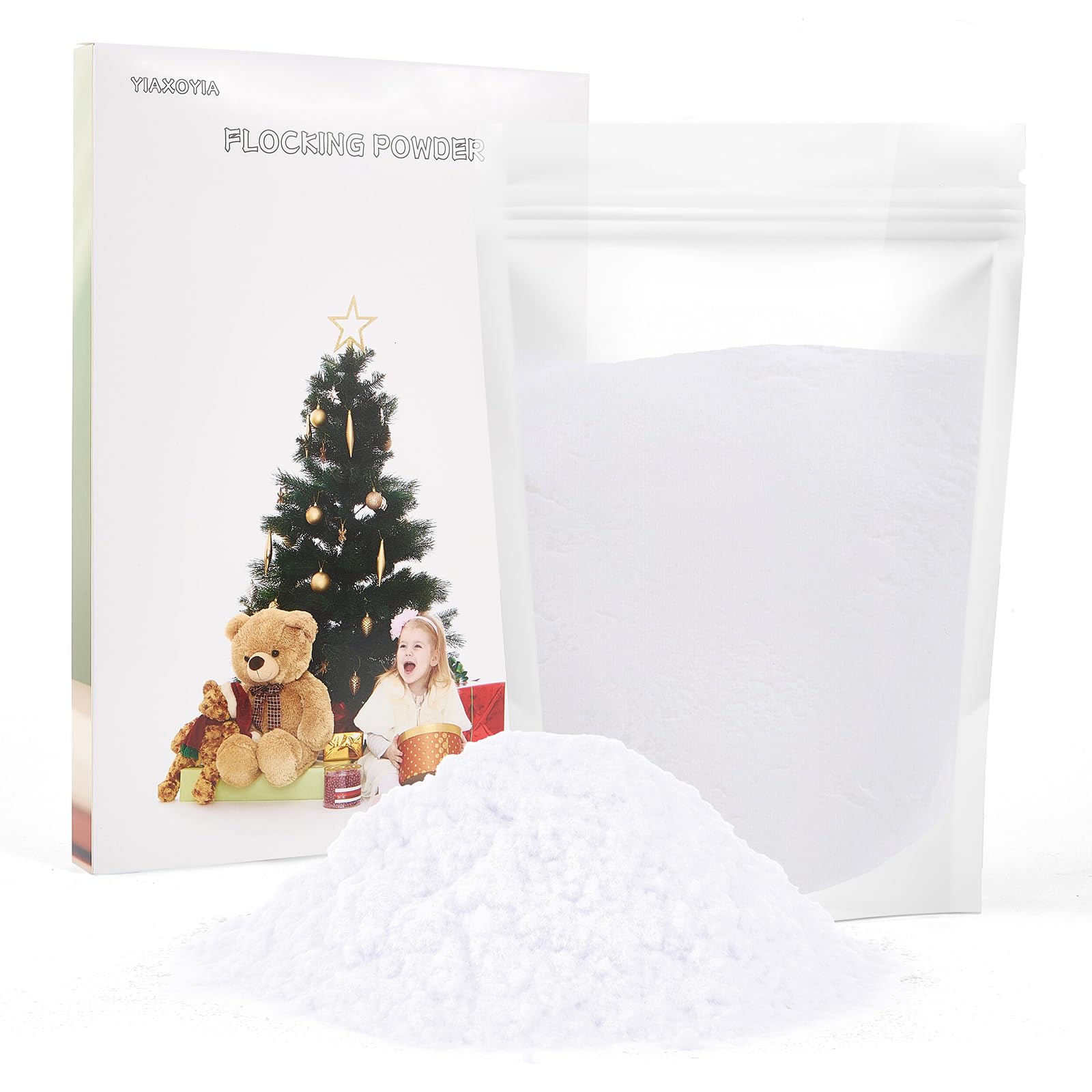 Photo 1 of 100g Flocking Powder, Velvet Fibers for Christmas Tree Crafts/Taba Squishy/Nails Art/Doll Decorations/DIY Scenery (White)