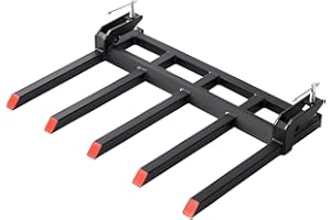 2500 LBS Clamp on Debris Forks to 48" Bucket with Double Nuts, Heavy-Duty Pallet Fork Attachments & Quick Attach for Loader, 