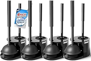 FORASTO 4Pack 2 in 1 Toilet Brush and Plunger Set, Extended Handle Plunger,Toilet Bowl Brush Plunger Set,Bathroom Cleaning Tools,Toilet Brush Plunger Combo,Cleaning Supplies, Cleaning Brush