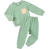 Eaerobc Toddler Boy Girl Fall Outfit Color Block Clothes 2Pcs Sets Long Sleeve Sweatshirt Top and Pants