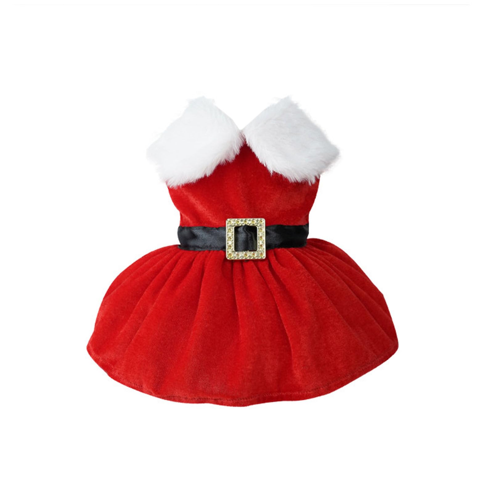 SUNTRADE Dog Puppy Christmas Costume, Velvet Santa Claus Pet Clothes Winter Skirt Outfit for Small Medium Dogs Cats (Large)