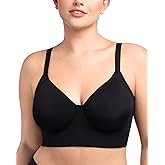 HSIA Women's Minimizer Bra Full Coverage Plus Size T-Shirt Longline Smooth Seamless Unlined Bra Underwire Corset, Black 38H