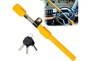 BRAMMH Ultra Secure Car Steering Wheel Lock, No Scratch Dual Locking Hooks, Anti Theft Car Device, Wheel Locks for Cars with Thick Metal Bars, Anti-Pick Car Lock Secures Cars, Trucks