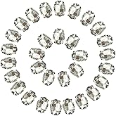 Clear Rhinestones Oval Sew On Rhinestone 50pcs 10x14mm Flatback Rhinestones with Silver Prongs for Crafts Clothes Dresses Shoes Jewelry Making