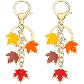 PATIKIL 2 Pcs Maple Leaf Keychain, Metal Cute Keychains Charm with Lobster Clasp Keyring Key Chain for Women Girls Bag Purse Charms Party Favors Gift, Crimson