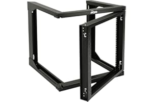 Tecmojo 9U Wall Mount Open Frame Network Rack, Swing Out Hinged Door 24 Inch Depth, Holds Network Servers and AV Equipment, Easy Rear Access to Equipment, Door Opens 180 Degrees from Either Side