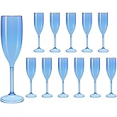 LEYIQU Champagne Flutes, Plastic Champagne Glasses for Wedding, Disposable Wine Glasses for Valentine’s Day Party Mimosa Bar Anniversary Event Drinks (12, Blue)