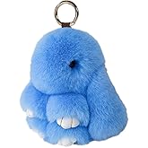 jtkdxqs Soft Cute Bunny Keychain Artificial Rabbit Fur Plush Fluffy Pom pom Key Ring for Women
