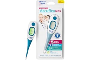 Physio Logic AccuflexPro+ Digital Thermometer – 5-Second Fast Reading – Flexible Waterproof Tip – Antimicrobial – for Oral, R