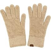C.C Plush Terry Chenille Gloves For Women - Fuzzy Stretchable Soft Warm Cold weather Winter Gloves