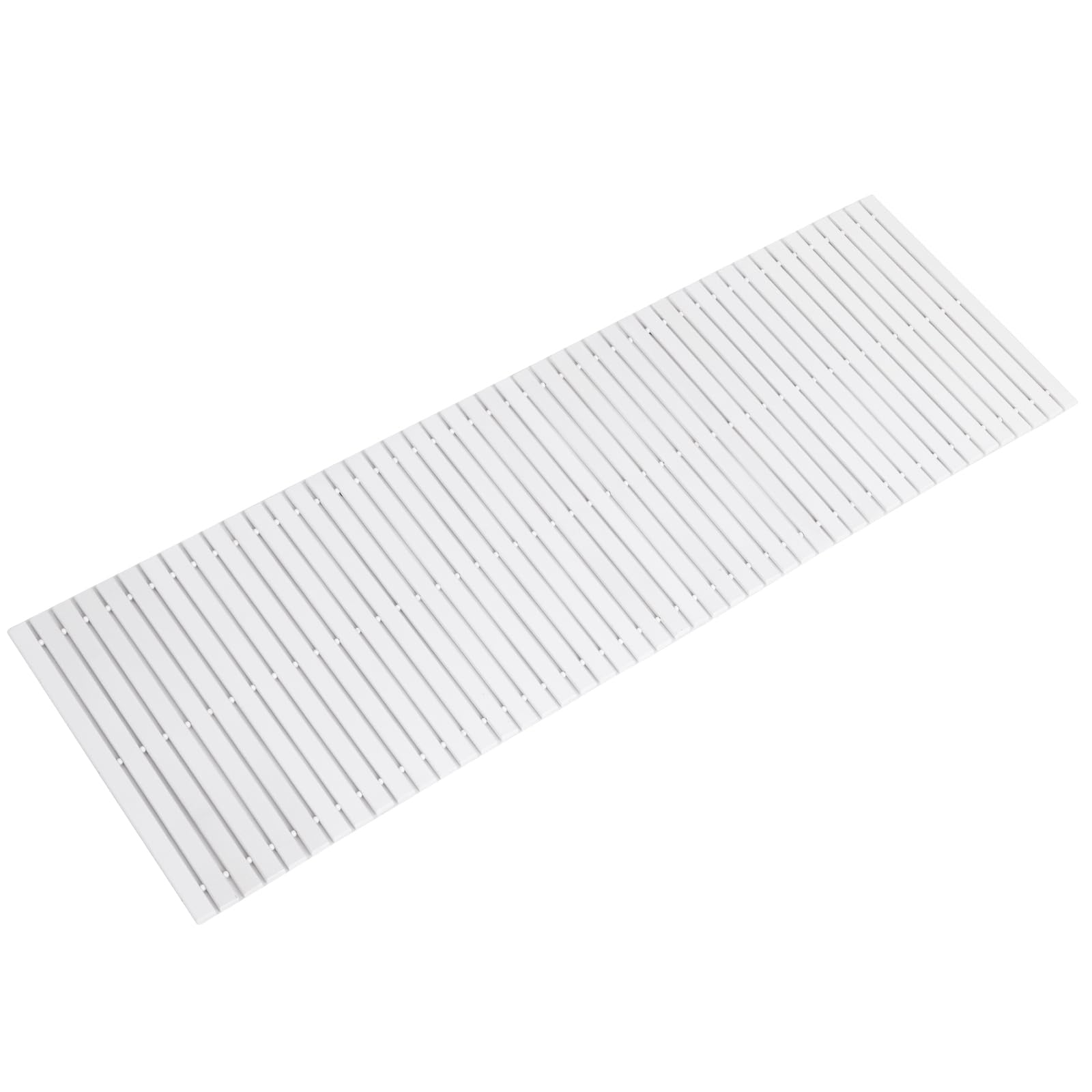 Photo 1 of Bamboo Bath Mat Bathroom Runner Long Large Rugs Floor Wood Shower Bathtub Waterproof Non Slip Accessories 16x48 Inch Easy to Clean, White Bamboo, 1 pc