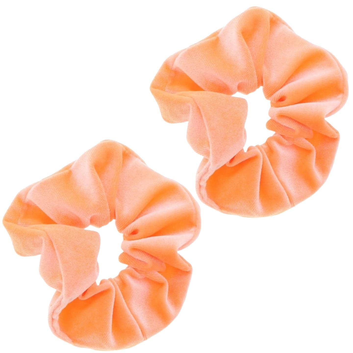 Topkids Accessories - Luxury Velvet Scrunchie Scrunchies Elastic Hair Band Ponytail Holders Hair Scrunchie Hair Bobbles Hair Accessories for Women, Ladies, Girls - Pack of 2 (Neon Orange)