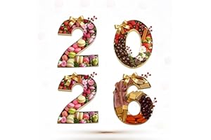 MANOCZY 10" 2026 Cardboard Number Fillable Paper Mache Candy Tray Graduation Grade New Year Sweet Container